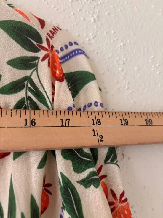 FARM Rio X Anthropologie V-Neck Kaftan Maxi Dress With CutOut Fruit Floral Print - Picture 9 of 12